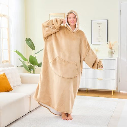 Moinlizy Oversized Wearable Blanket Hoodie for Women Men - color: Khaki
