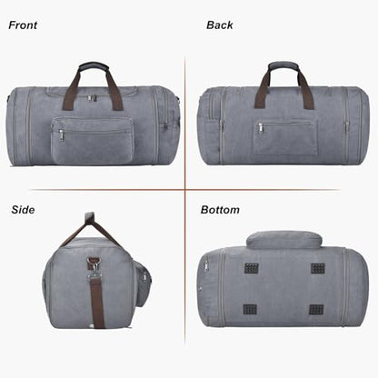 Felipe Varela 60L Canvas Duffle Bag for Men, Travel & Gym Carry on, Grey - color: Grey, size: 60L