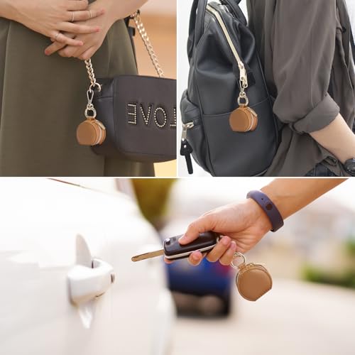 KUKUVR Small Travel Ring Holder Box with Keychain (Brown) - color: Brown