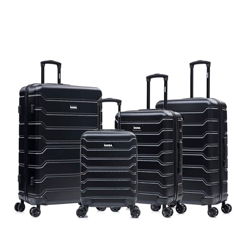 InUSA TREND Luggage with Spinner Wheels | Durable Lightweight Hardside Suitcase, Travel Sets with Handle and Trolley | (20in, 24in, 28in, 32in) 4 Piece Set | Black - color: Black, size: 4-Piece Set (Carry-on, Medium, Large, Extra-Large)
