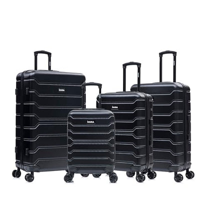 InUSA TREND Luggage with Spinner Wheels | Durable Lightweight Hardside Suitcase, Travel Sets with Handle and Trolley | (20in, 24in, 28in, 32in) 4 Piece Set | Black - color: Black, size: 4-Piece Set (Carry-on, Medium, Large, Extra-Large)