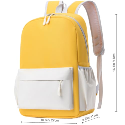 AOTIAN Medium Backpack, Men Women Casual Daypack for College Travel Work - color: Yellow White - 16 Inch
