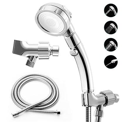 Marbrasse High Pressure Shower Head with Hose and Holder, 3-Settings Handheld Showerhead with Push Switch and Button to Control Water Flow for Saving Water,Removable Camper Shower Head - color: Shower Head with Hose and Holder, 1Pack