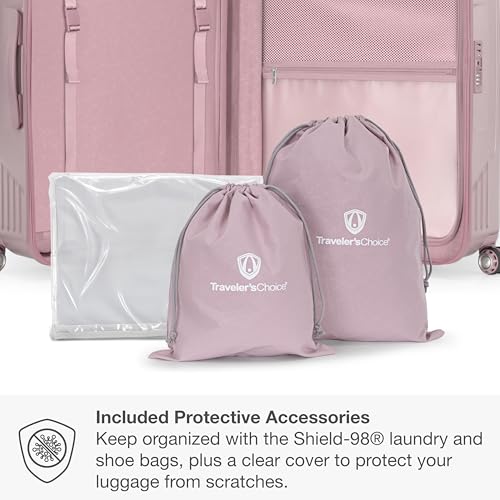 Traveler's Choice Ultimax II Polycarbonate Hardside Luggage with Spinner Wheels, Pink, 21-Inch Carry-On - color: Pink, size: 21-Inch Carry-On