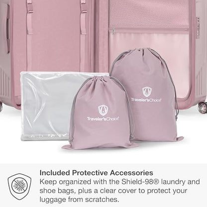 Traveler's Choice Ultimax II Polycarbonate Hardside Luggage with Spinner Wheels, Pink, 21-Inch Carry-On - color: Pink, size: 21-Inch Carry-On