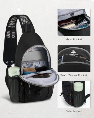 Packable Crossbody Sling Bag for Men Women RFID Lightweight Travel Daypack - color: Black