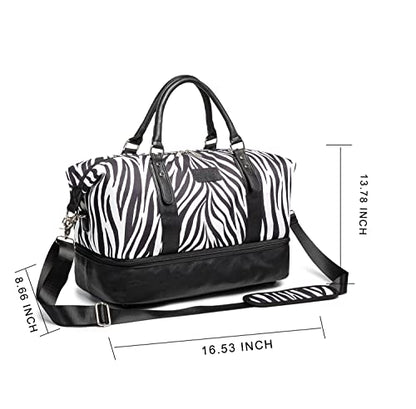 Kinmac Travel Duffel Bag,Sports Gym Yoga Duffel Bag Weekender Overnight Totes Bag (Zebra) - color: Zebra