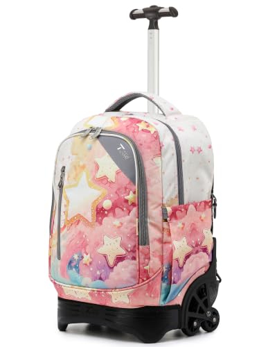 NEW TILAMI 18-Inch Rolling Backpack 6-Wheel for Kids School Travel - color: Starshine
