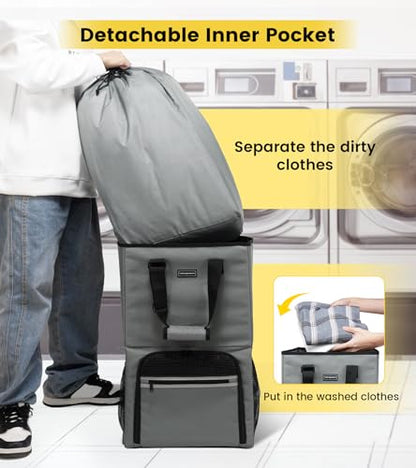 Vorspack Laundry Backpack with Shoulder Straps, Extra Large Hamper, Grey - color: Grey, size: Large