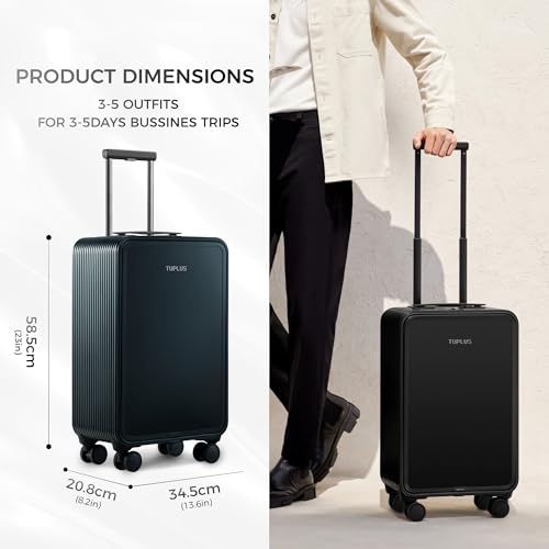 TUPLUS Quick S 20" Aluminum Carry-On Hardside Front Opening Luggage Grey | Aluminum Magnesium Alloy,Built-In Brake System,Laptop Compartment,4 Spinner Wheels,TSA Combination Lock,Business Travel - color: Grey, size: Carry-On 20-Inch