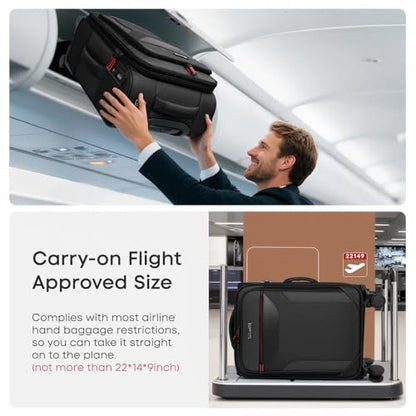 22'' Upright Spinner Softshell Suitcase w/Spinner Wheels - color: Black, size: Carry-On 22 inch