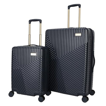 Jessica Simpson Abilene 2-Piece Set (20" & 28") Expandable 8-Wheel Spinner Large Checked Luggage Suitcase, Blue Nights - color: Blue Nights, size: 2-Piece Set