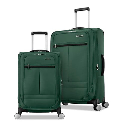 Samsonite 2-PC Soft-Sided 21/25” (Carry-On & Medium Checked), Lightweight Expandable Element Luggage Set: 2 Front Pockets & Side Pocket, Four Spinner Wheels, Adjustable Handle, Durable- Bistro Green - color: Bistro Green, size: 2-Piece Set (21/25)