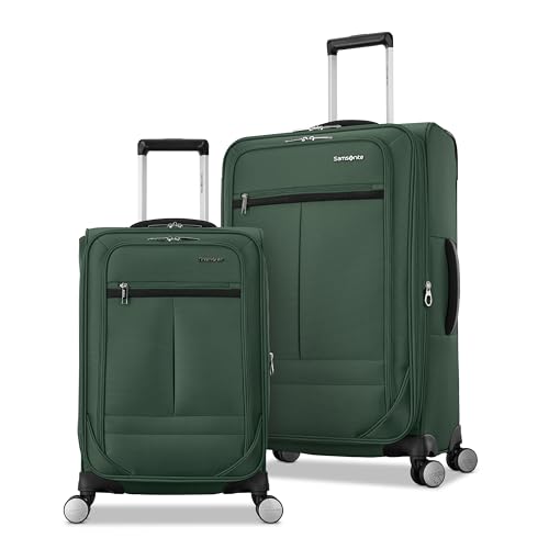Samsonite 2-PC Soft-Sided 21/25” (Carry-On & Medium Checked), Lightweight Expandable Element Luggage Set: 2 Front Pockets & Side Pocket, Four Spinner Wheels, Adjustable Handle, Durable- Bistro Green - color: Bistro Green, size: 2-Piece Set (21/25)