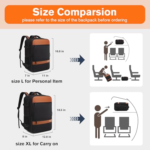 Exquisite Travel Laptop Backpack, Flight Approved Size Carry on Bag (35L) - color: Black, size: XL (8x12.8x18.5")