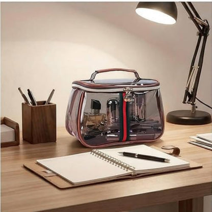 ANIS·KEBBR Large Waterproof Retro Vanity Bag – Transparent Cosmetic Organizer for Women