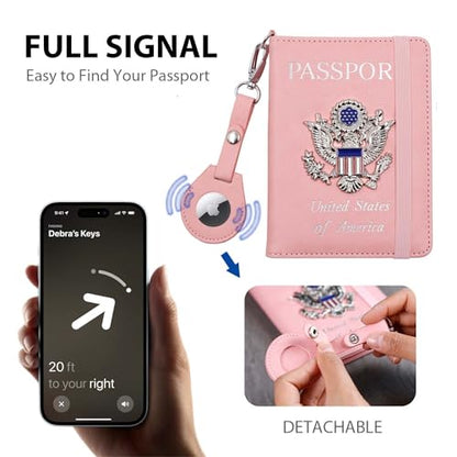 Passport Holder for Travel,Passport Cover Case with RFID (pink) - color: pink