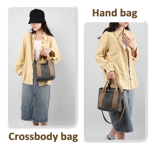 Small Tote Bag with Zipper, 2024 Canvas Multi-Pocket Crossbody Bag Shoulder Bag Satchel Hobo Bag Messenger Bag - color: Denim Army Green, size: Large
