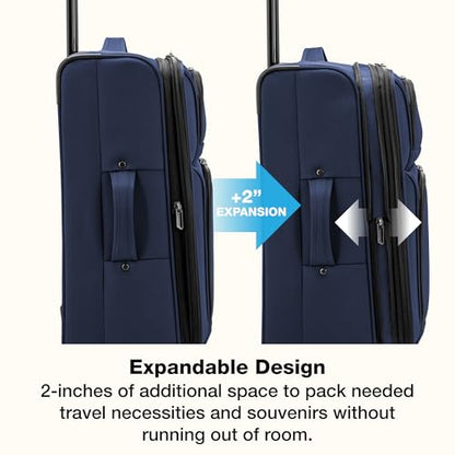 U.S. Traveler Anzio Softside Expandable Luggage with Spinner Wheels, Navy, 3-Piece Set (22/26/30) - color: Navy, size: 3-Piece Set (22/26/30)