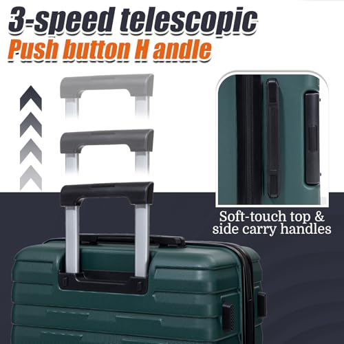 Cosbarn Luggage Sets Hardshell 5 Piece Durable Suitcases with Wheels - color: DarkGreen