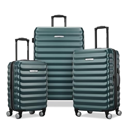 Samsonite Hard-Sided 20, 24 & 28 Inch 3-Piece Lightweight Checked Large Expandable Element Suitcase Set: Durable, 360° Spinner Wheels, Adjustable Telescopic Handle, TSA-Approved Lock - Bistro Green - color: Bistro Green, size: 3-Piece Set (20"/24"/28")