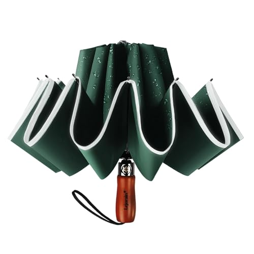 Reverse Umbrella 50 Inch Large Golf 10 Rib Auto Open Close Rain Travel - color: 07.Dark Green