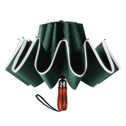 Reverse Umbrella 50 Inch Large Golf 10 Rib Auto Open Close Rain Travel - color: 07.Dark Green
