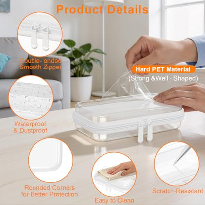 3PCS Clear Hard Shell Zipper Case,7.1*4*2 IN,Travel Makeup Bags,Jewelry Box - color: White, size: S