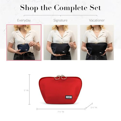 KUSSHI Washable Travel Makeup Bag for Purse (Everyday, Candy Apple Red/Pink) - color: Candy Apple Red/Pink, size: Everyday (Purse) Bag