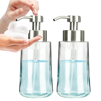 Foaming Hand Soap Dispenser Set, 16 oz Glass Soap Dispenser 2 Sets - color: Brushed Nickel Foaming