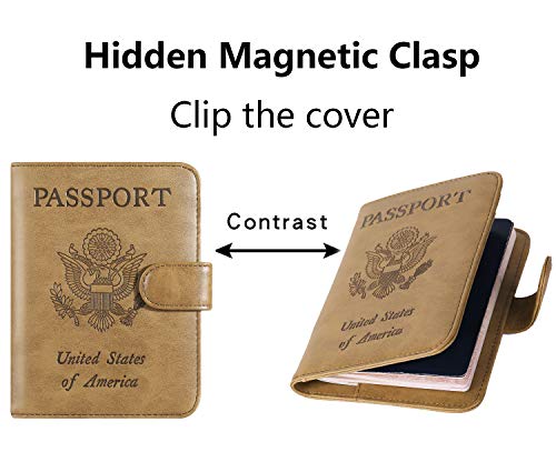 Passport Holder Cover Wallet RFID Blocking, Travel Essentials - color: Brown