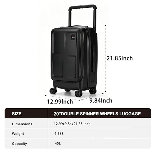 Carry on Luggage, 24 Inch Hardside Expandable Checked Luggage, Wide Handle Hardside PC Suitcase with Spinner Wheels & TSA Lock for Travel & Business Trips, Top Lid Opening, Black - color: Black, size: 24