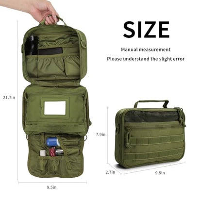 Toiletry Bag for Men Travel Tactical Hanging Dopp Kit Shaving Hygiene Bag - color: Green
