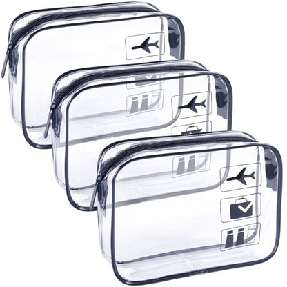 TSA Approved Toiletry Bag 3Pcs,Clear Travel Bags for Toiletries - color: Black-3pcs