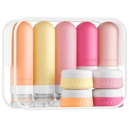 Quatish 15 Pack Travel Bottles Toiletries,Travel Size Containers,Macaron - color: Macaron