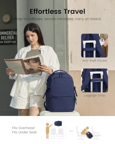 LOVEVOOK Laptop Backpack Women with Tumbler Holder, Work Travel Backpack - color: Dark Blue, size: 15.6 Inch