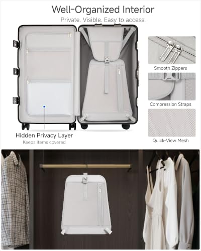 LUGGEX 32 Inch Zipperless Extra Large Checked Suitcase, Charcoal Metallic - color: Charcoal Metallic, size: 32 Inch