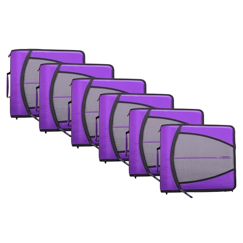 Case-it School Zipper Binder | 3" O-Rings | 600-Sheet | D-146 Deep Purple - color: I Deep Purple, size: 6 Pack