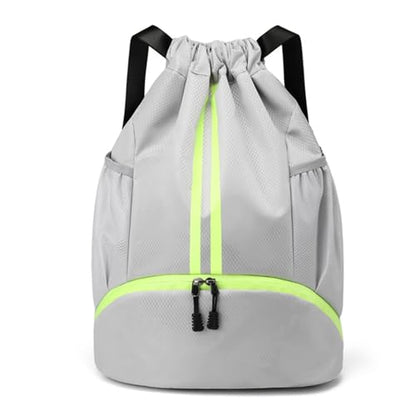 JELUTAR Drawstring Backpack Gym Bag with Shoes Compartment, Grey - color: Grey, size: Large