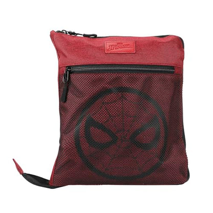 Spider-Man Logo Red 24" Packable Travel Duffle Bag with Shoe Compartment, Removable Shoulder Strap & Front Storage Pockets - color: Spider-Man Mask Red
