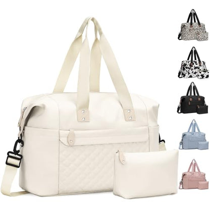 Pritent Travel Duffle Bag, Weekender Overnight Personal Item Carry On Bag - color: Beige, size: Large
