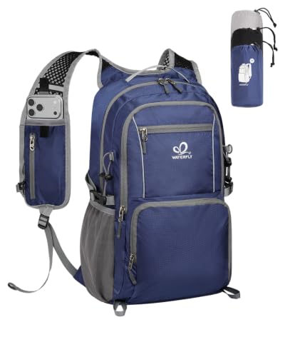 WATERFLY Packable Hiking Backpack, 20L Small Lightweight Foldable Daypack - color: Blue