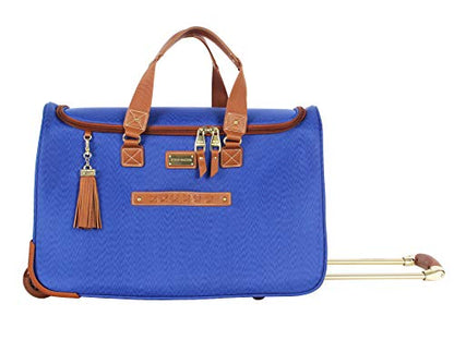 Steve Madden Designer Carry On Luggage Collection - Lightweight 20 Inch Duffel Bag- Weekender Overnight Business Travel Suitcase with 2- Rolling Spinner Wheels (Global Blue) - color: Global Blue