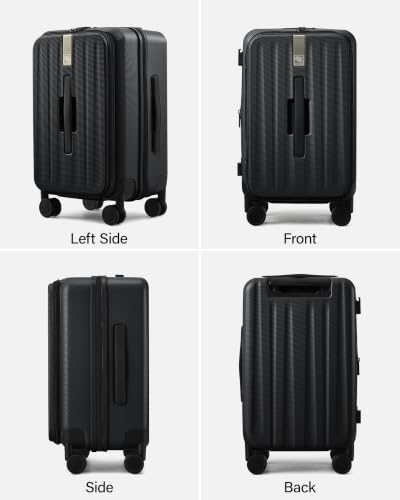 Hanke 20 Inch Top Opening Expandable PC Carry On Luggage with TSA Lock,50L - color: Jet Black, size: 20 Inch