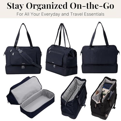 Modern Weekender - Lightweight 18"x15.7"x9.4" Duffel Carry-on Travel Bag for Women - color: French Navy