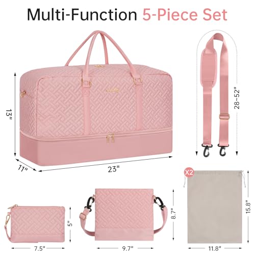 23" Weekender Bag Overnight Bag Travel Duffel Bag for Women - color: Pink, size: Extra Large