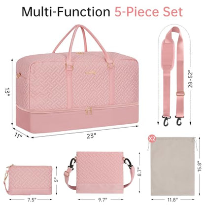 23" Weekender Bag Overnight Bag Travel Duffel Bag for Women - color: Pink, size: Extra Large