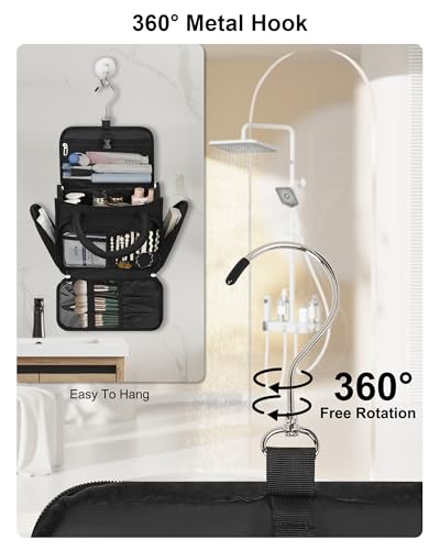 Travel Toiletry Bag with Hanging Hook for Full Sized Container - color: Black, size: X Large