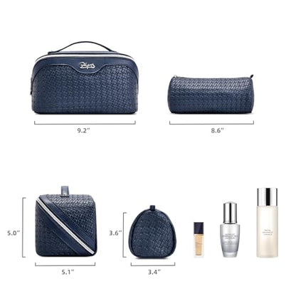BOYATU Travel Makeup Bag Cosmetic Bags for Women: 3 Pcs Set Make up Bag - color: L40 Blue