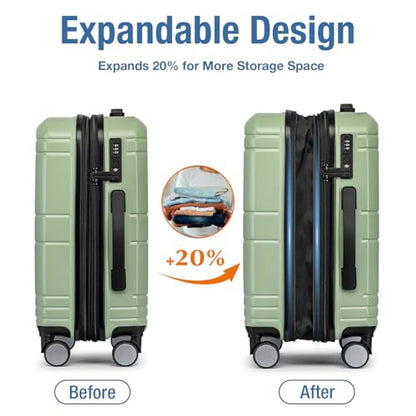 Carry On Luggage 22x14x9 Airline Approved,Hardside Suitcase,20 Inch,LtGreen - color: Fruit Green